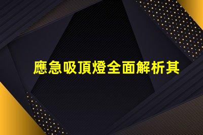 應急吸頂燈全面解析其應用與優(yōu)勢