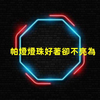 帕燈燈珠好著卻不亮為什么